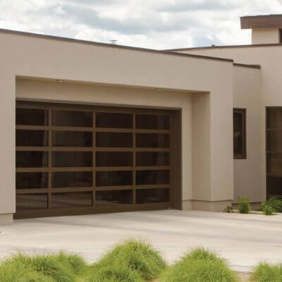 Several Windows On A Garage Door.